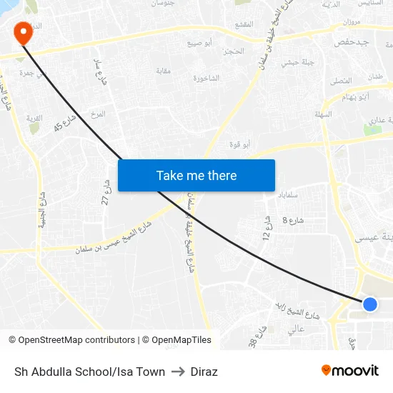 Sheikh Abdulla School/Isa Town to Diraz map