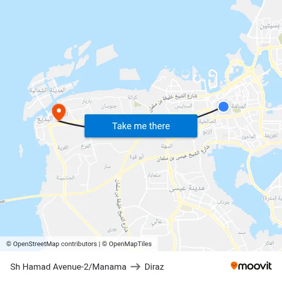 Sheikh Hamad Avenue-2/Manama to Diraz map
