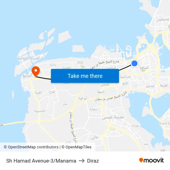 Sheikh Hamad Avenue-3/Manama to Diraz map