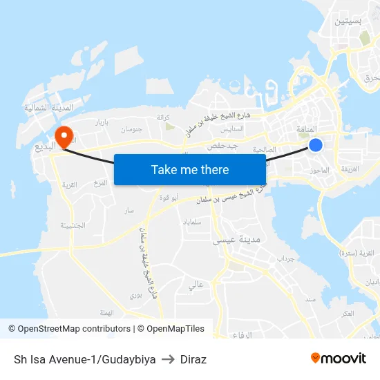 Sheikh Isa Avenue-1/Gudaybiya to Diraz map