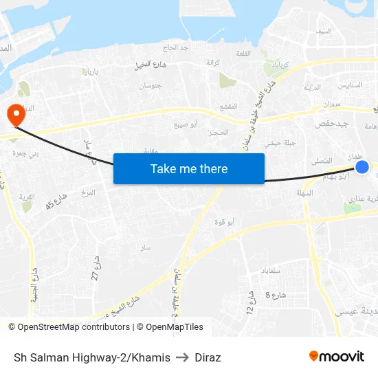 Sheikh Salman Highway-2/Khamis to Diraz map