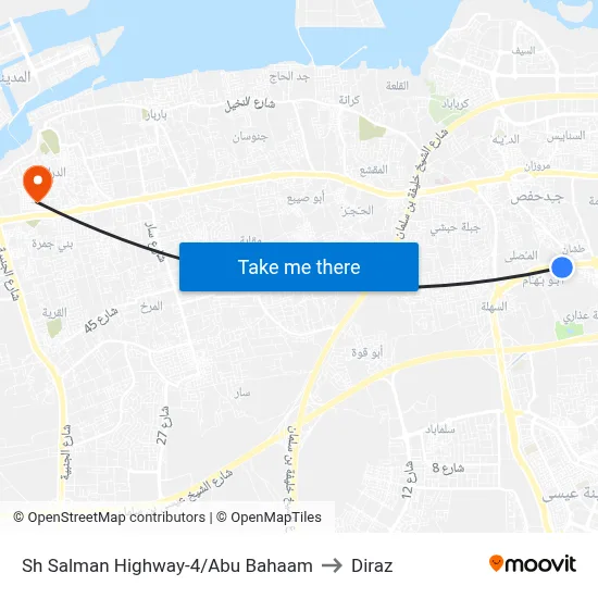 Sheikh Salman Highway-4/Abu Bahaam to Diraz map