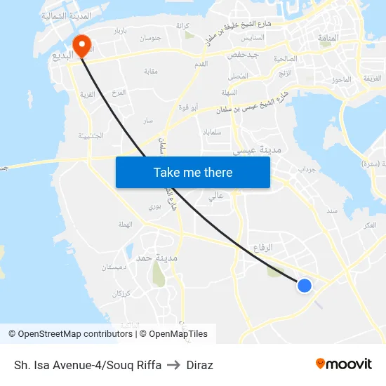 Sheikh Isa Avenue-4/Souq Riffa to Diraz map