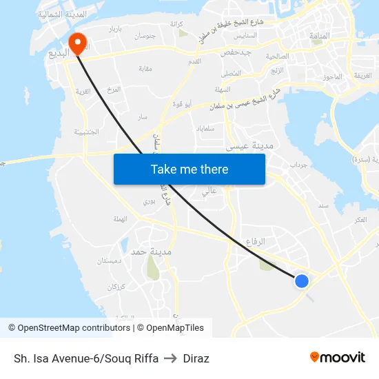 Sheikh Isa Avenue-6/Souq Riffa to Diraz map