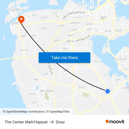 The Center Mall/Hajeyat to Diraz map