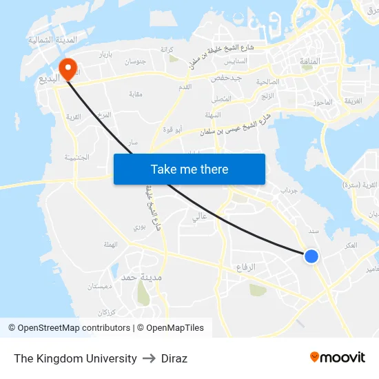 The Kingdom University to Diraz map