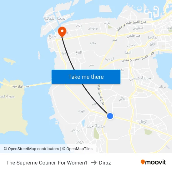 The Supreme Council For Women-1 to Diraz map