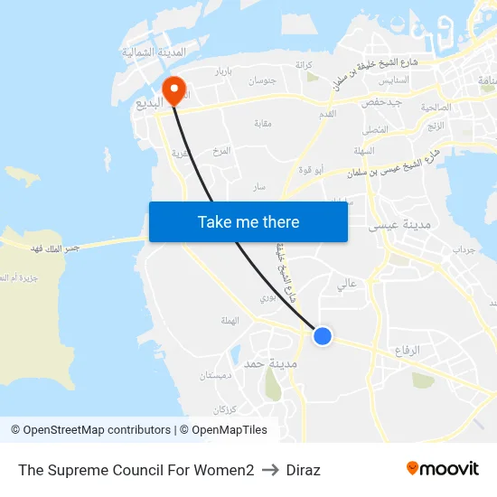 The Supreme Council For Women-2 to Diraz map