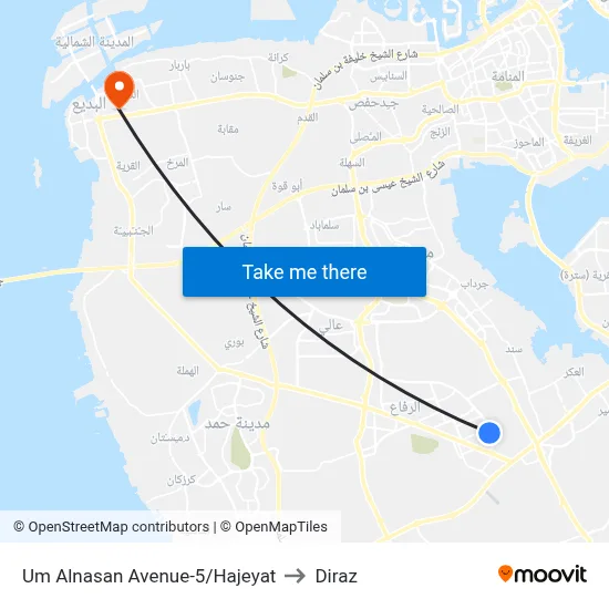 Um Alnasan Avenue-5/Hajeyat to Diraz map