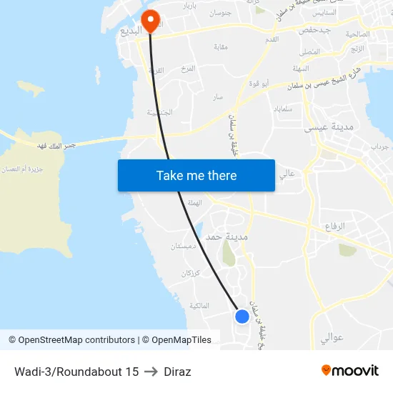 Wadi-3/Roundabout 15 to Diraz map