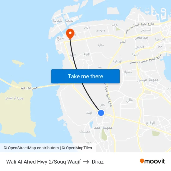Wali Al Ahed Highway-2/Souq Waqif to Diraz map