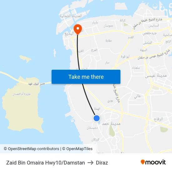 Zaid Bin Omaira Highway-10/Damstan to Diraz map