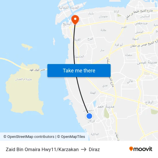 Zaid Bin Omaira Highway-11/Karzakan to Diraz map