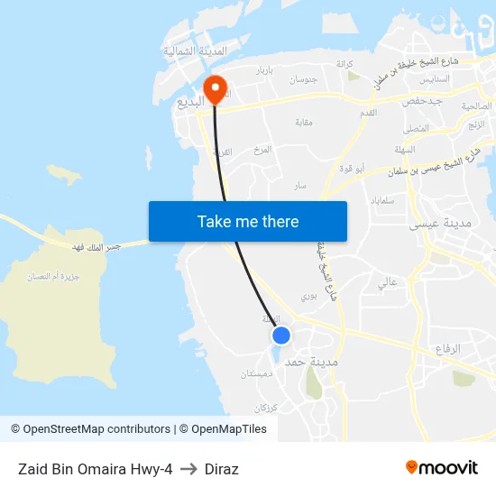 Zaid Bin Omaira Hwy-4 to Diraz map