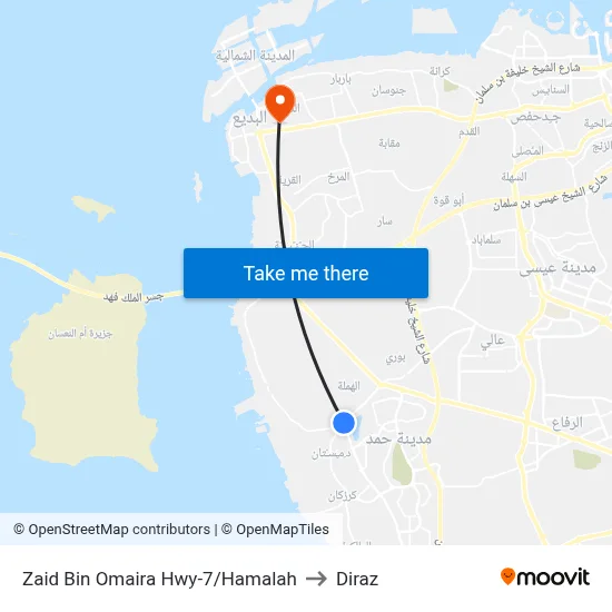 Zaid Bin Omaira Highway-7/Hamalah to Diraz map