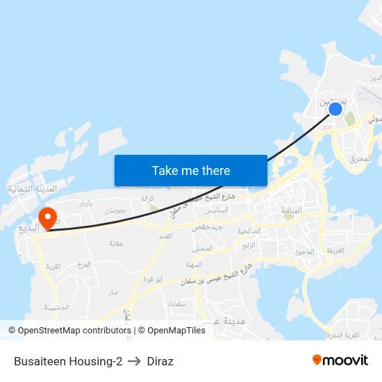 Busaiteen Housing-2 to Diraz map