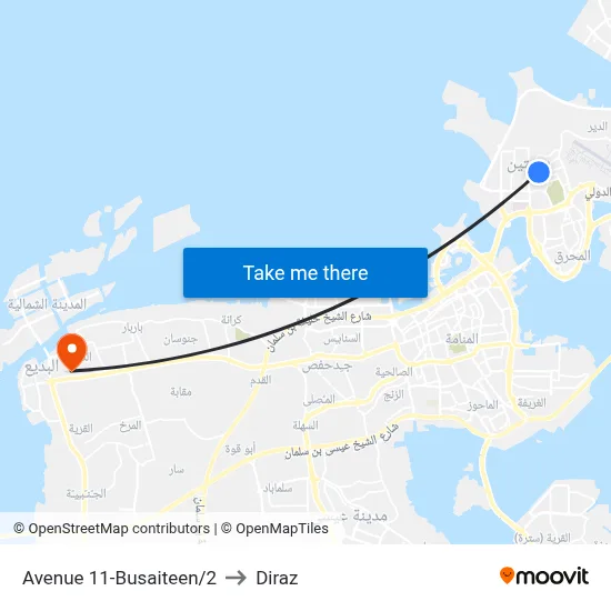 Avenue 11-Busaiteen/2 to Diraz map