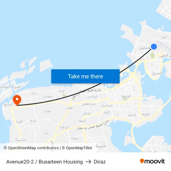 Avenue 20-2 / Busaiteen Housing to Diraz map