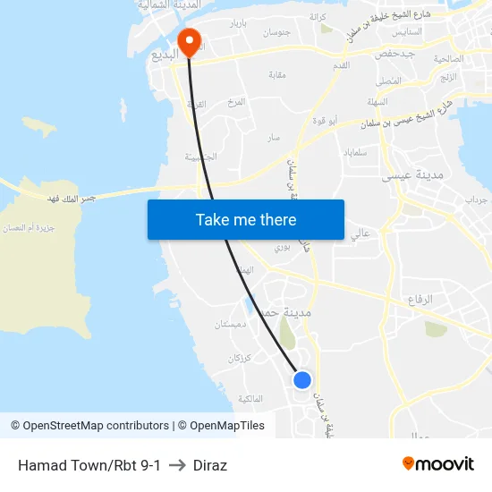 Hamad Town/Roundabout 9-1 to Diraz map