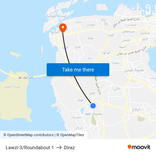 Lawzi-3/Roundabout 1 to Diraz map
