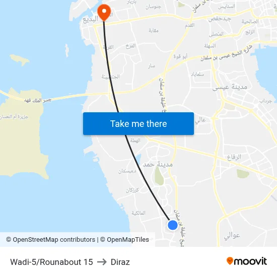 Wadi-5/Roundabout 15 to Diraz map