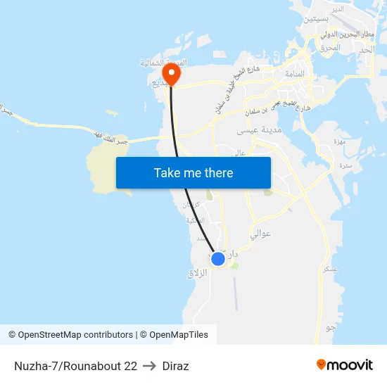 Nuzha-7/Roundabout 22 to Diraz map