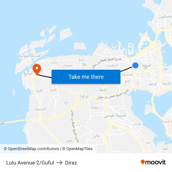 Lulu Avenue-2/Guful to Diraz map