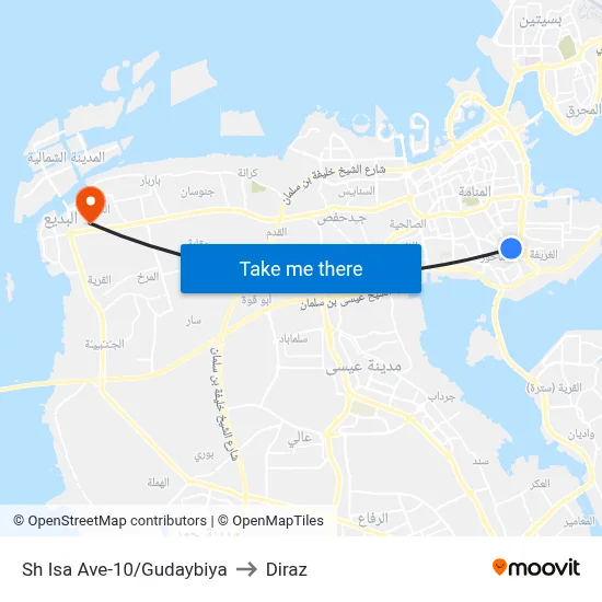 Sheikh Isa Avenue-10/Gudaybiya to Diraz map