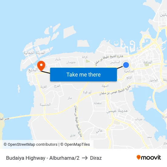 Budaiya Highway - Alburhama/2 to Diraz map