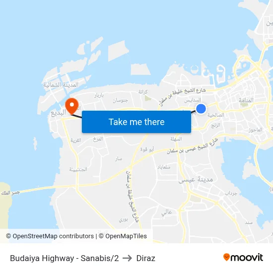 Budaiya Highway - Sanabis/2 to Diraz map