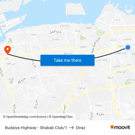 Budaiya Highway - Shabab Club/1 to Diraz map