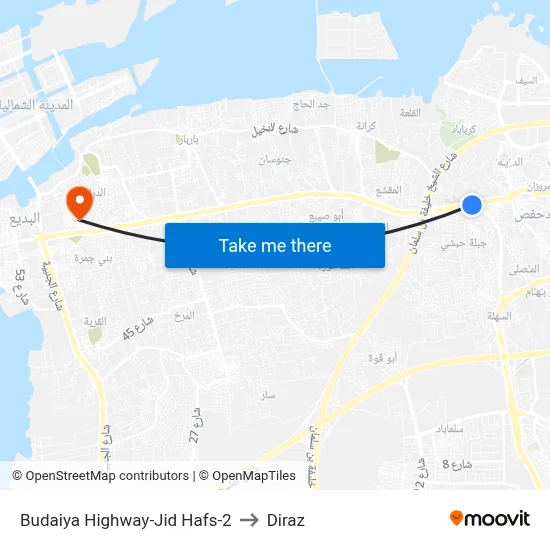 Budaiya Highway-Jid Hafs-2 to Diraz map