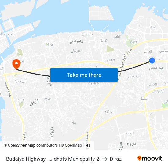 Budaiya Highway - Jidhafs Municipality-2 to Diraz map