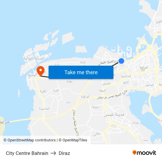 City Centre Bahrain to Diraz map