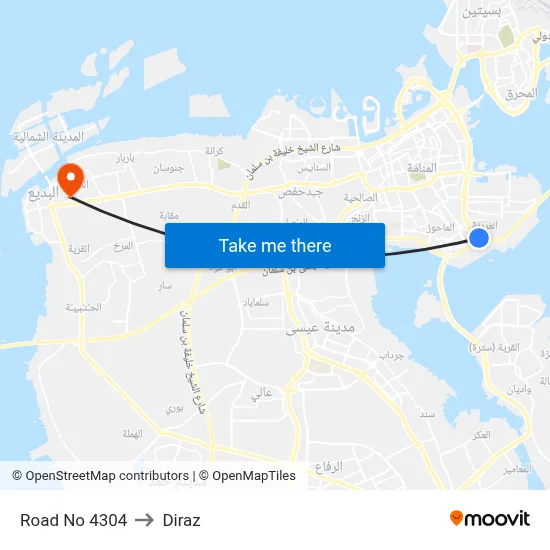 Road No 4304 to Diraz map