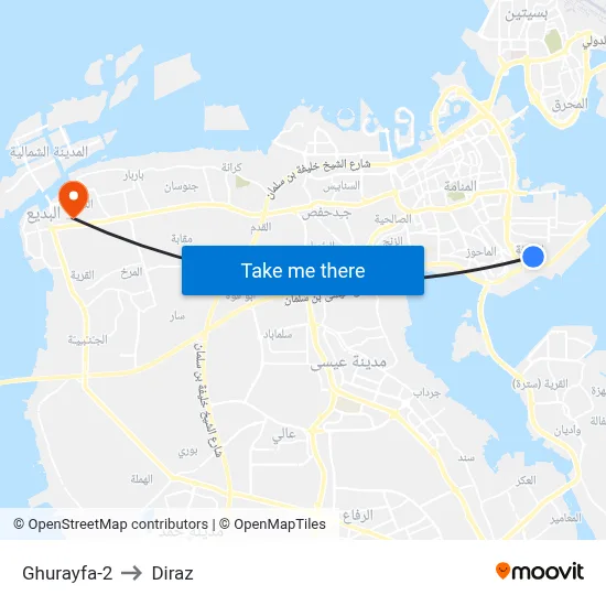 Ghurayfa-2 to Diraz map
