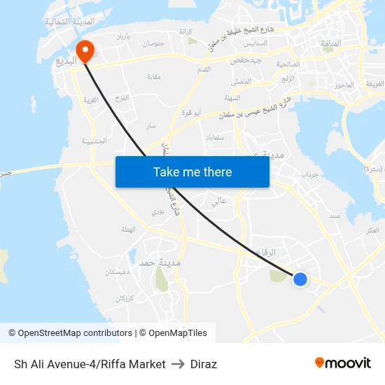 Sheikh Ali Avenue-4/Riffa Market to Diraz map