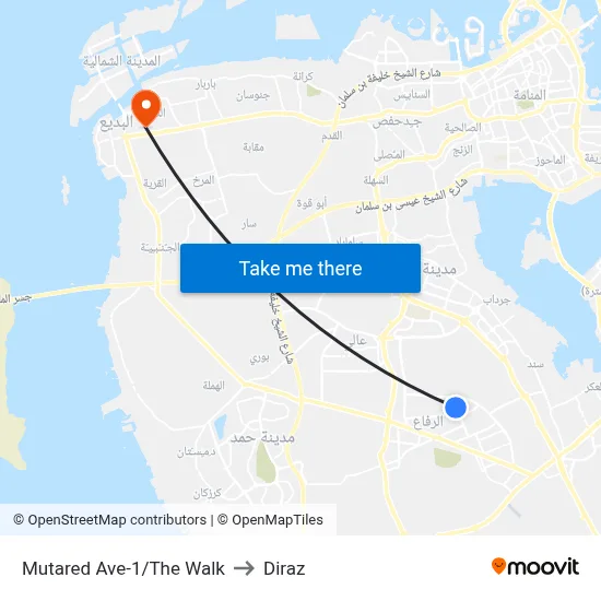 Mutared Avenue-1/The Walk to Diraz map