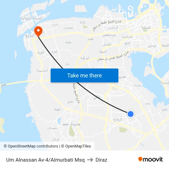 Um Alnassan Avenue-4/Almurbati Mosque to Diraz map