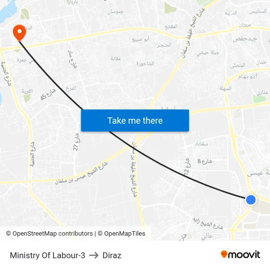 Ministry of Labour-3 to Diraz map