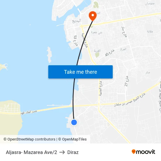 Aljasra- Mazarea Ave/2 to Diraz map