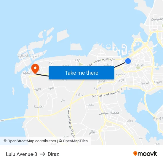 Lulu Avenue-3 to Diraz map