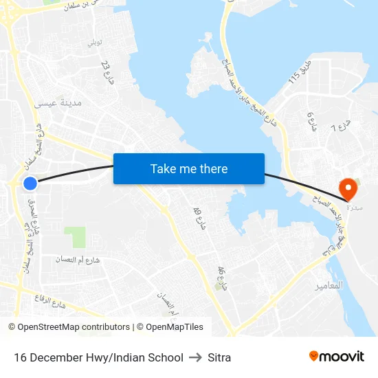 16 December Hwy/Indian School to Sitra map