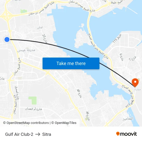 Gulf Air Club-2 to Sitra map
