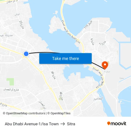 Abu Dhabi Avenue-1/Isa Town to Sitra map