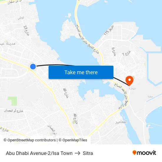 Abu Dhabi Avenue-2/Isa Town to Sitra map