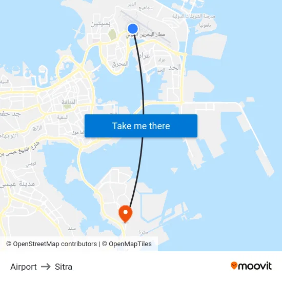 Airport to Sitra map