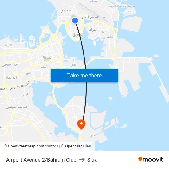 Airport Avenue-2/Bahrain Club to Sitra map