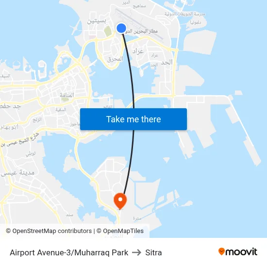 Airport Avenue-3/Muharraq Park to Sitra map