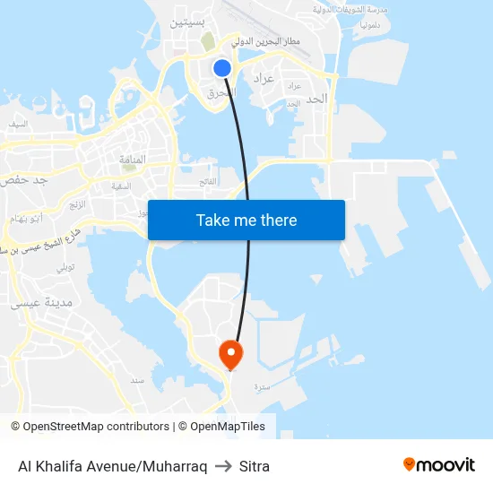 Al Khalifa Avenue/Muharraq to Sitra map